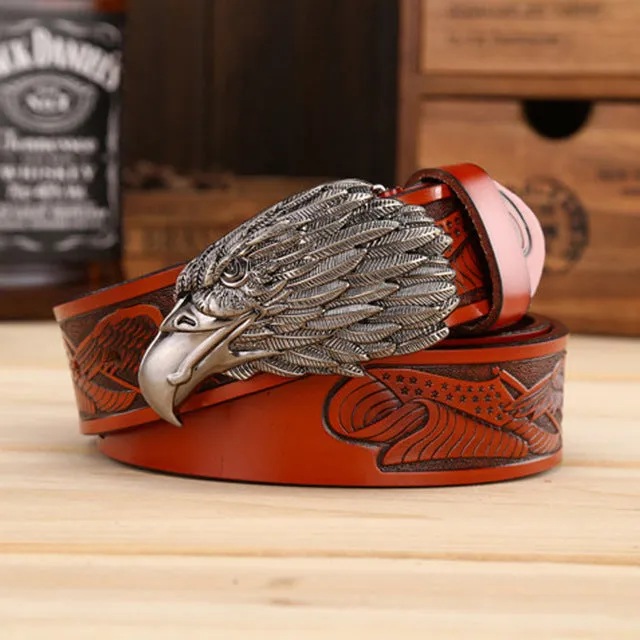 Eagle Head Buckle Genuine Leather Belt