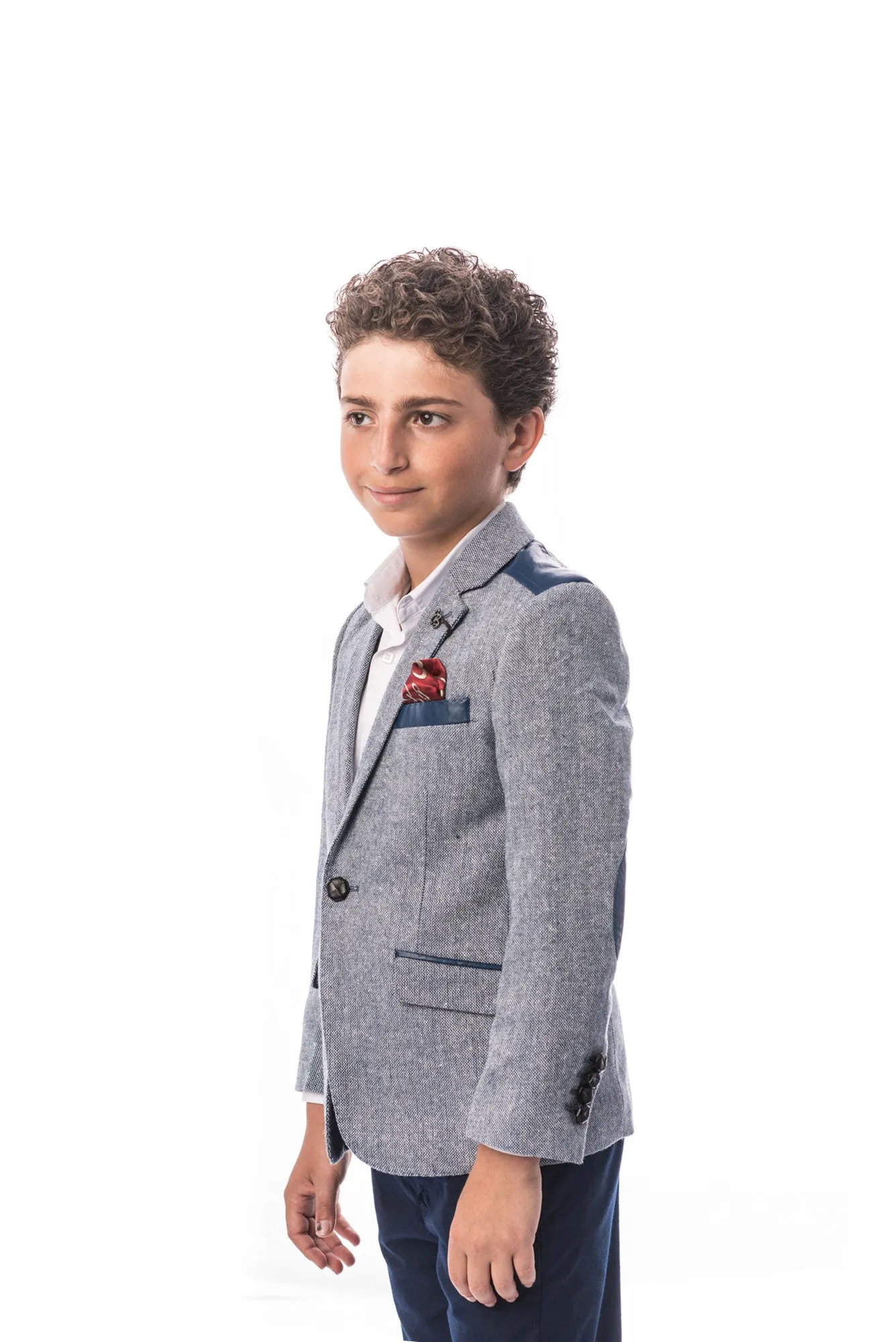 ELIE BALLEH Boys NAVY Tweed Blazer JACKET