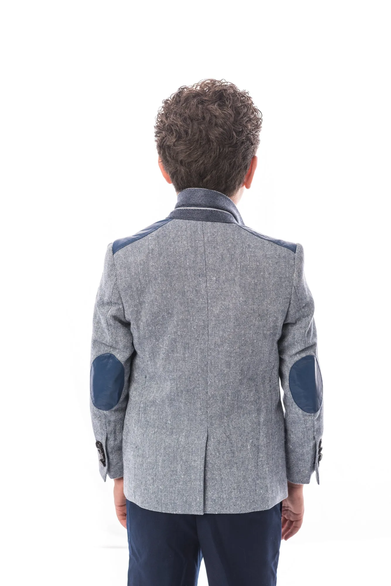 ELIE BALLEH Boys NAVY Tweed Blazer JACKET