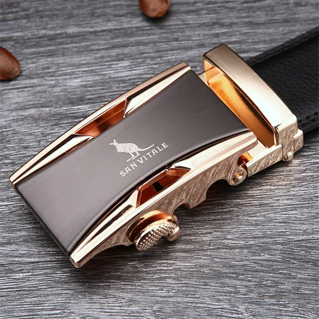 Famous Brand Belt Men 100% Good Quality Cowskin Genuine Luxury Leather Men's Belts for Men,Strap Male Metal Automatic Buckle