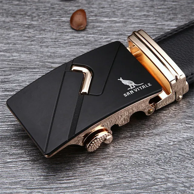 Famous Brand Belt Men 100% Good Quality Cowskin Genuine Luxury Leather Men's Belts for Men,Strap Male Metal Automatic Buckle