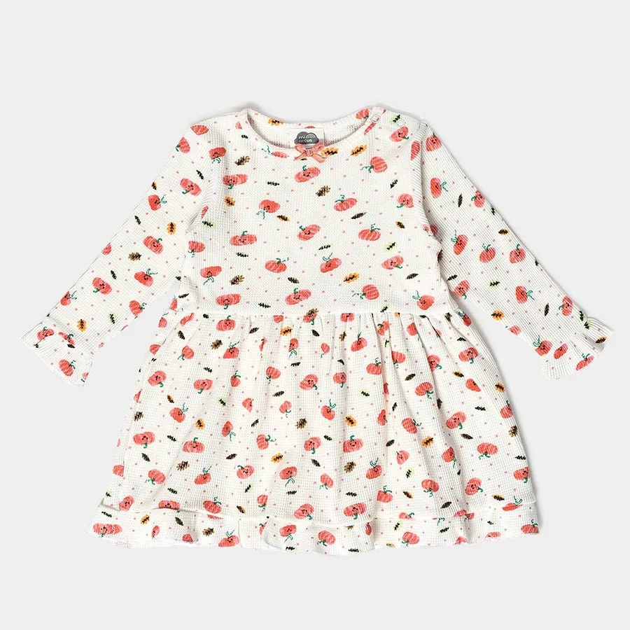 Farm Friends Printed Full Sleeve Dress for Girls