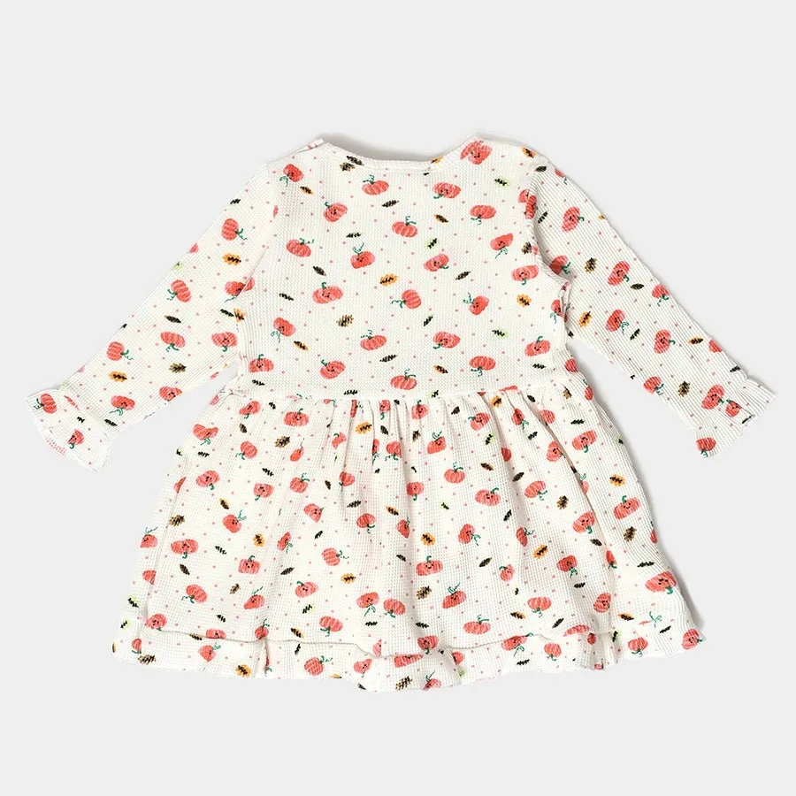 Farm Friends Printed Full Sleeve Dress for Girls