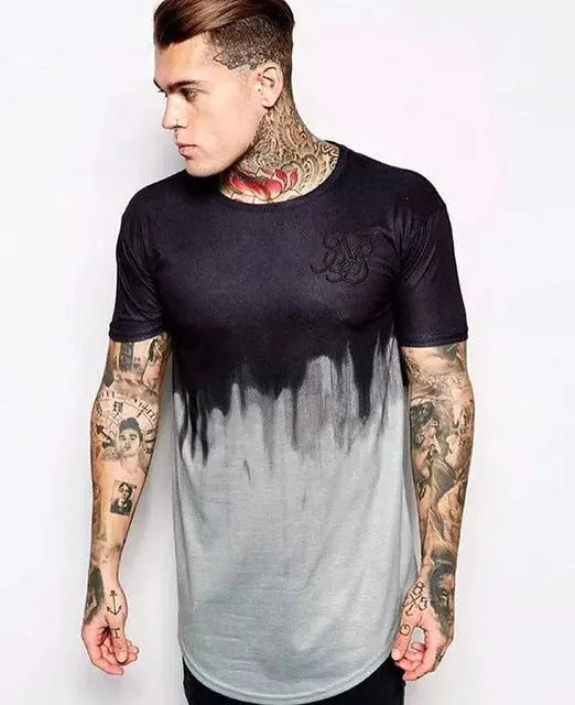 Fashion Men's Casual T-shirts Short Sleeve Gradient siksilk O-neck T-shirt for Men Clothes 2019 Brand T-shirts New Men