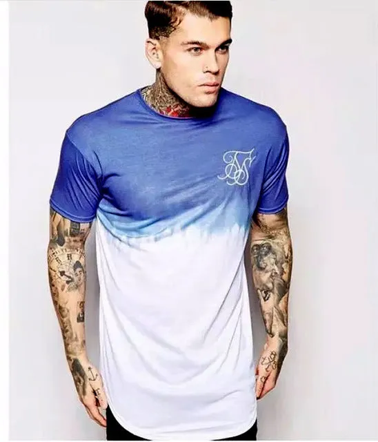 Fashion Men's Casual T-shirts Short Sleeve Gradient siksilk O-neck T-shirt for Men Clothes 2019 Brand T-shirts New Men