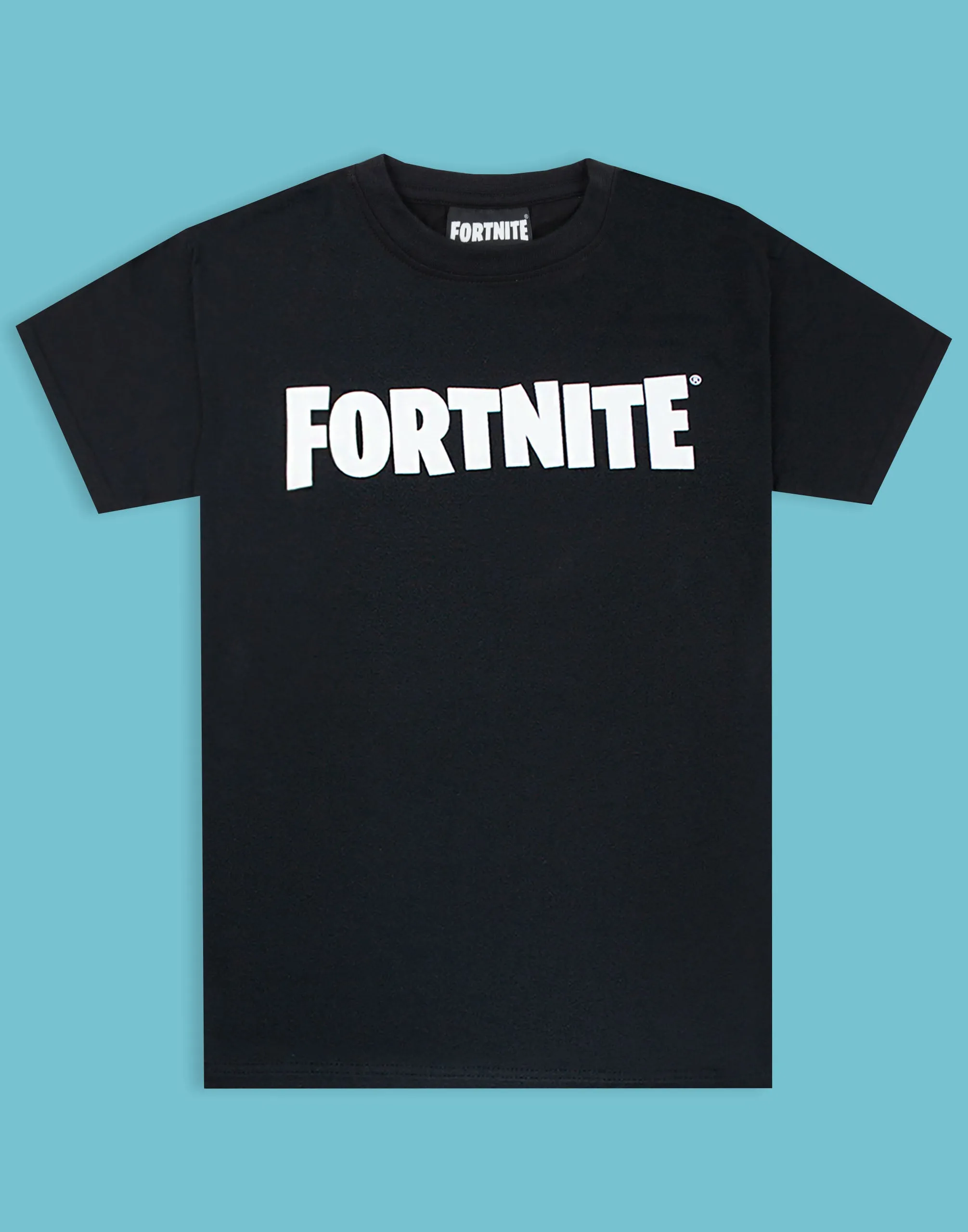 Fortnite Logo Print Boys Black Short Sleeved T-Shirt