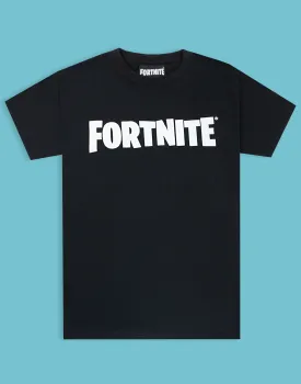 Fortnite Logo Print Boys Black Short Sleeved T-Shirt