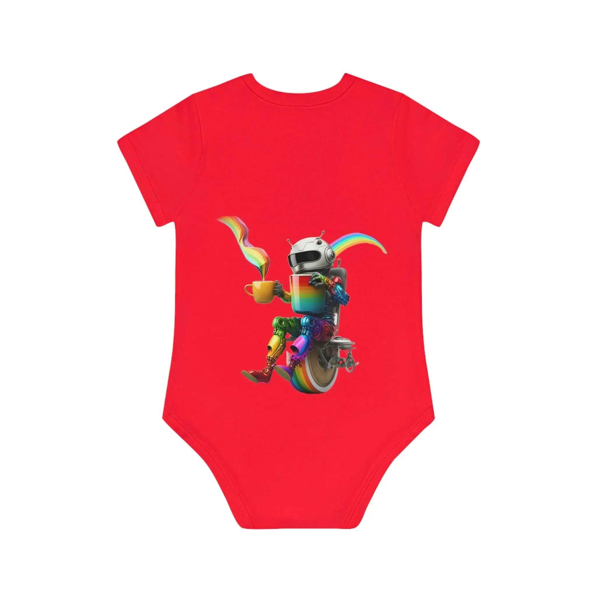 ,,FUNNY ROBOT" Baby Organic Short Sleeve Bodysuit