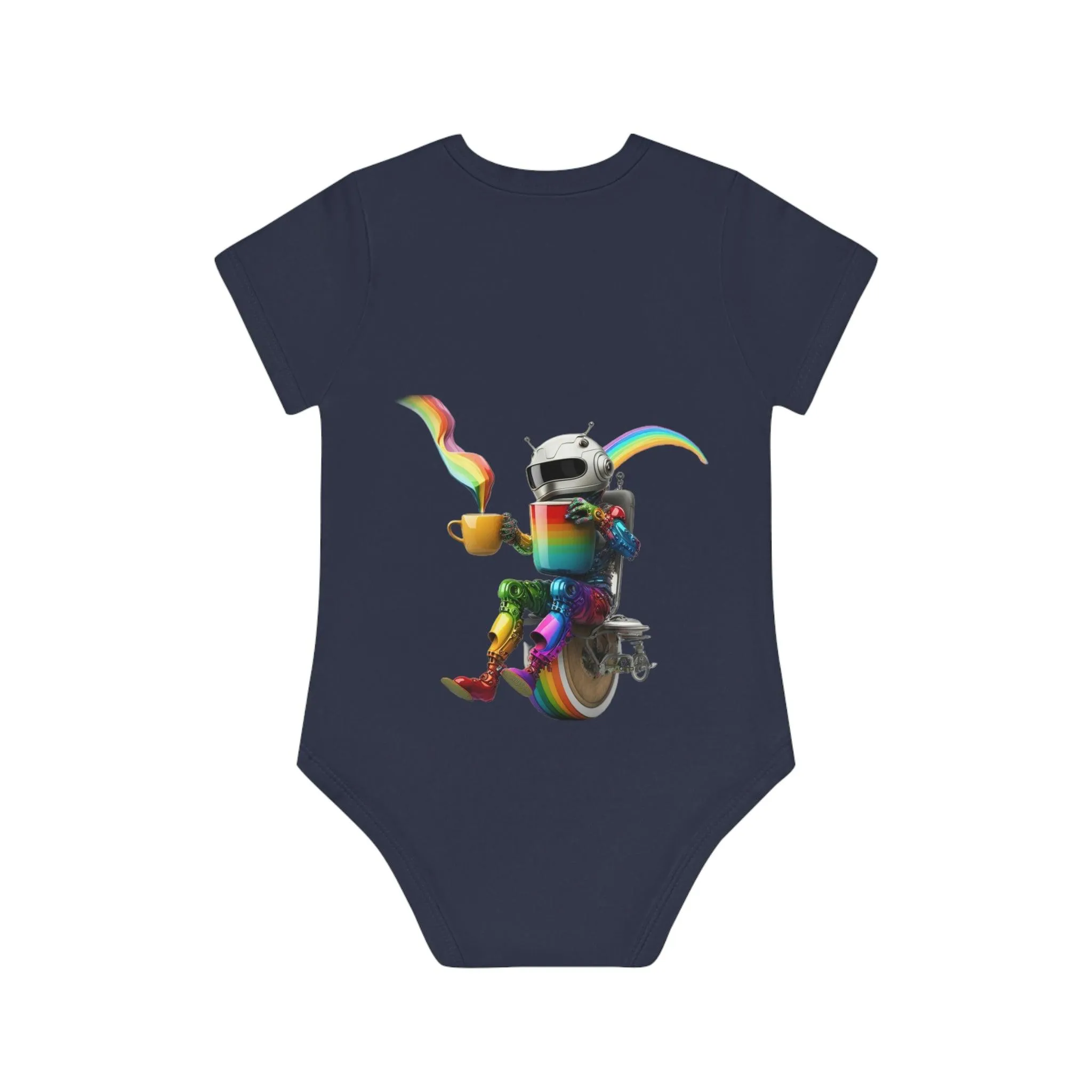 ,,FUNNY ROBOT" Baby Organic Short Sleeve Bodysuit