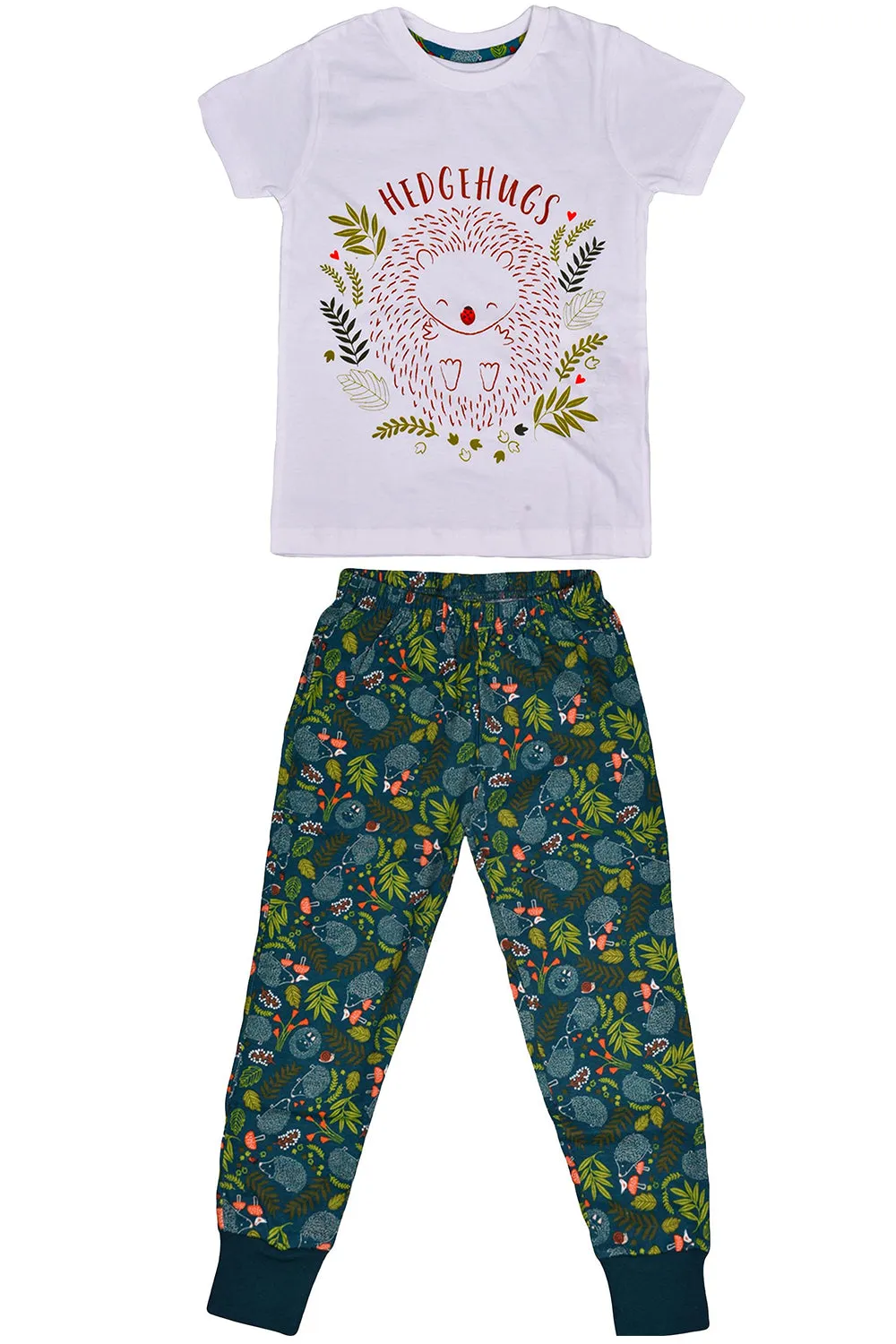 Girls Floral Print Short Sleeve Cotton T-Shirt Pyjama Set