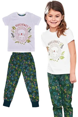 Girls Floral Print Short Sleeve Cotton T-Shirt Pyjama Set