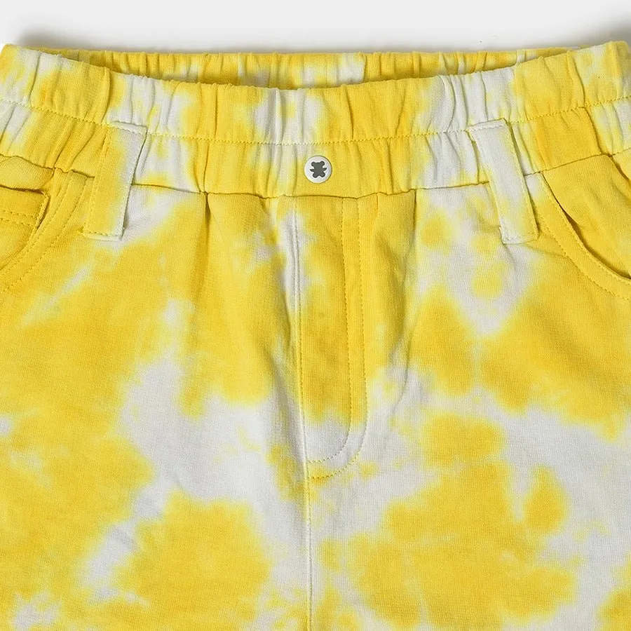 Girls Tie & Dyed Shorts- Yellow