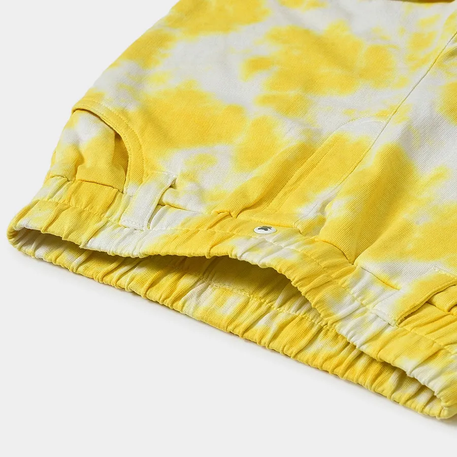 Girls Tie & Dyed Shorts- Yellow