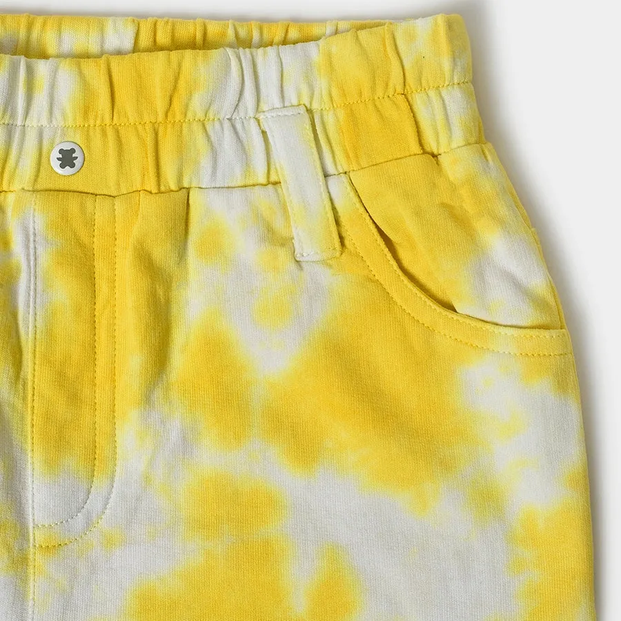 Girls Tie & Dyed Shorts- Yellow