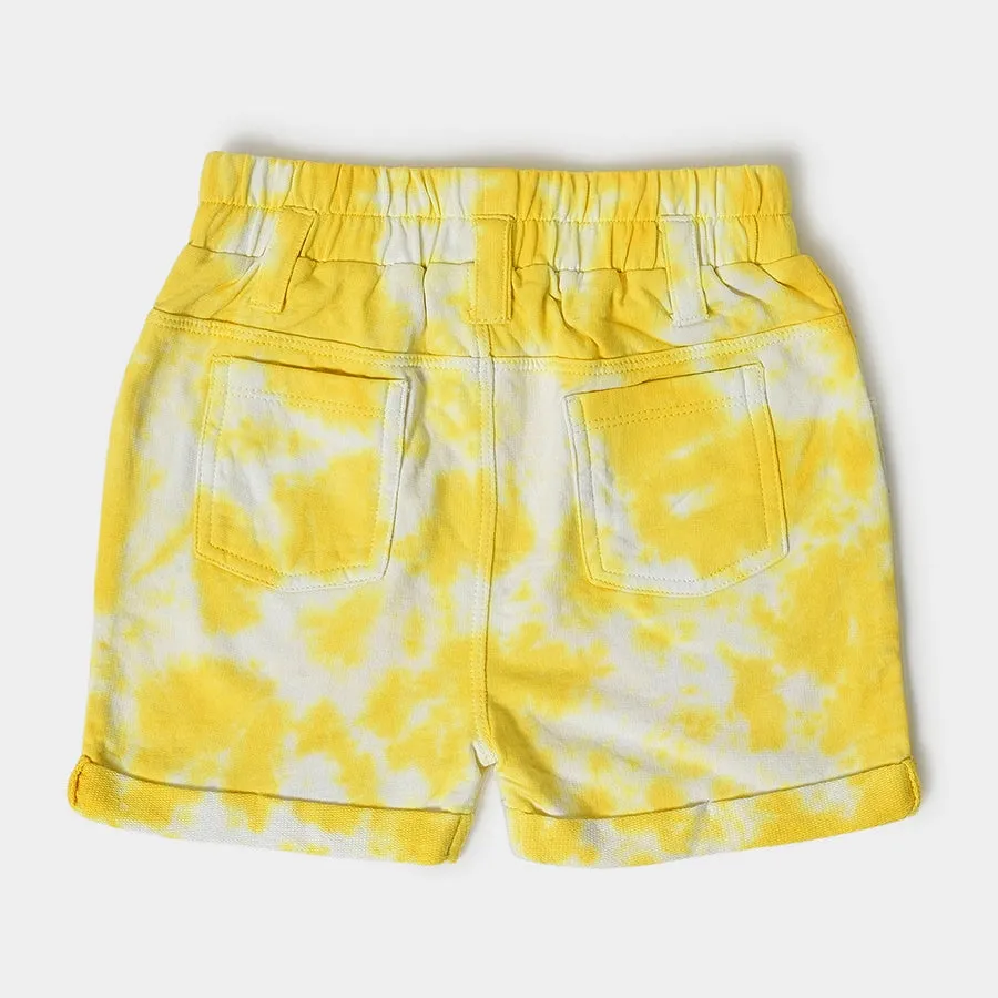 Girls Tie & Dyed Shorts- Yellow