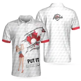 Golf Canada Flag Pin Up Girl Polo Shirt, Canadian Golf Shirt For Men Coolspod