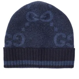 Gucci Gg Cashmere Beanie Hat, Petrol Blue & Sky Blue