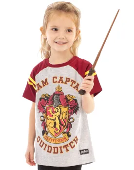 Harry Potter Gryffindor House Crest Girls Grey Short Sleeved T-Shirt