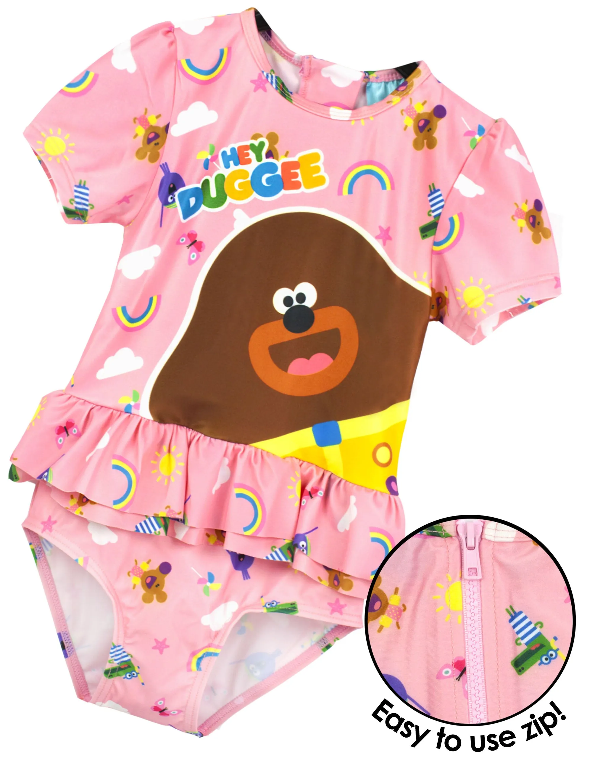 Hey Duggee Girls Pink 1 Piece Swimming Costume