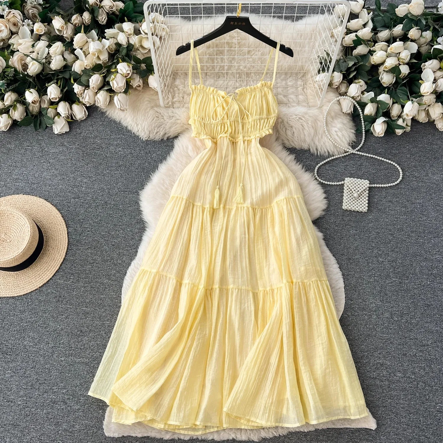 holiday dress for women backless A-line, large hem, long skirt trendy     S4670