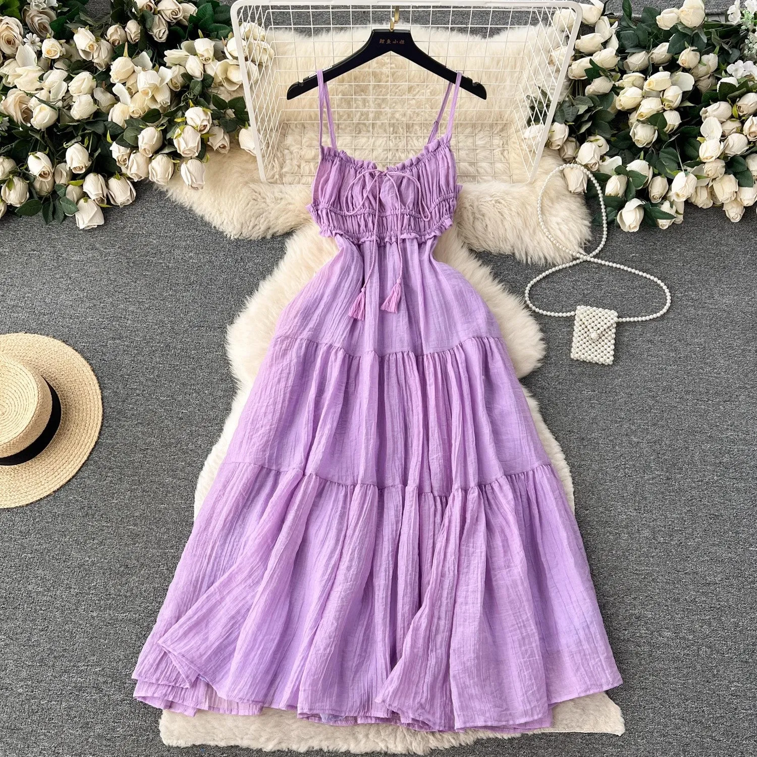 holiday dress for women backless A-line, large hem, long skirt trendy     S4670