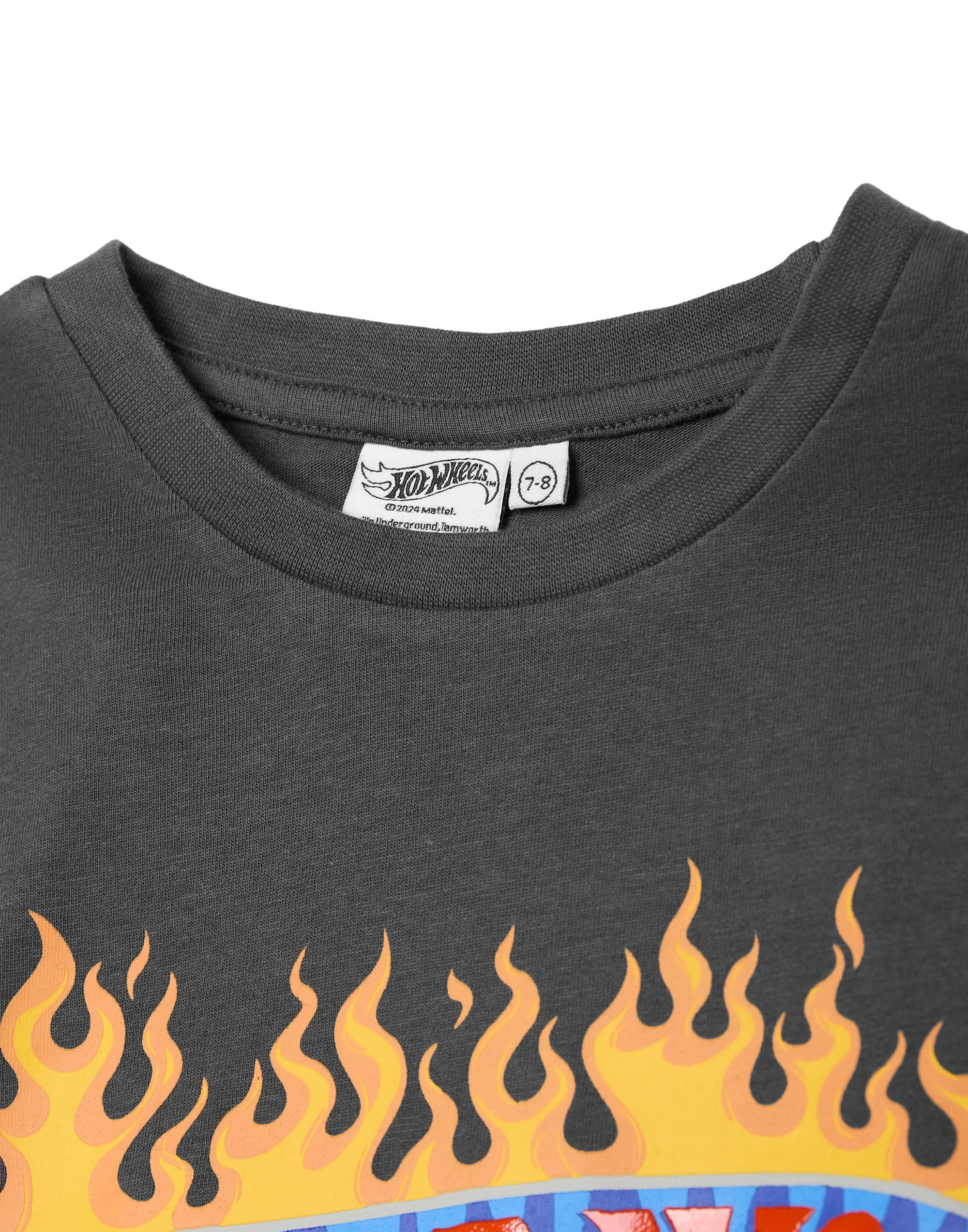 Hot Wheels Flame Logo Boys Grey Long Sleeved T-Shirt