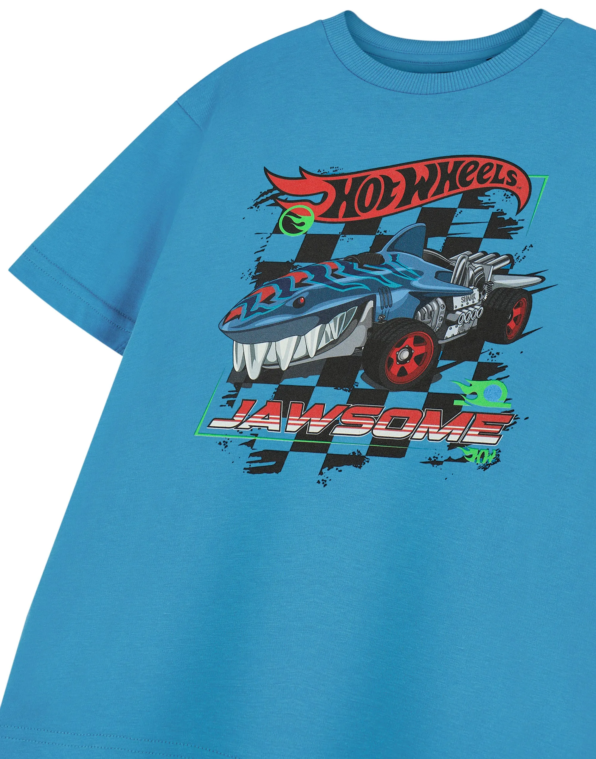 Hot Wheels Jawsome Boys Blue Short Sleeved T-Shirt