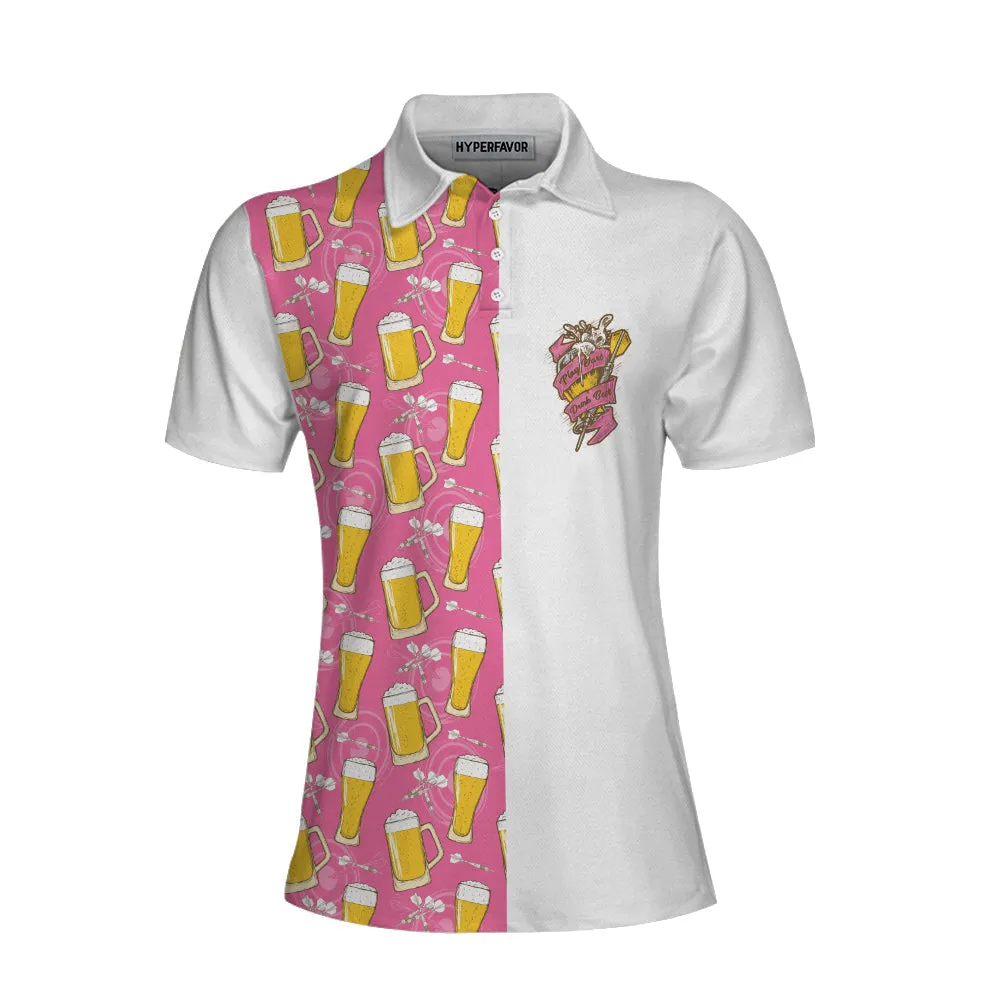 I'M A Darts And Beer Kinda Girl Short Sleeve Women Polo Shirt, Funny Ladies' Darts Shirt, Darts Gift For Women Coolspod