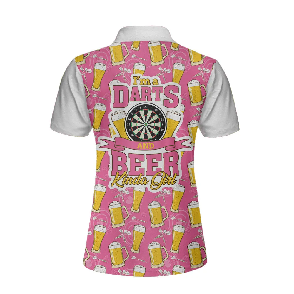 I'M A Darts And Beer Kinda Girl Short Sleeve Women Polo Shirt, Funny Ladies' Darts Shirt, Darts Gift For Women Coolspod