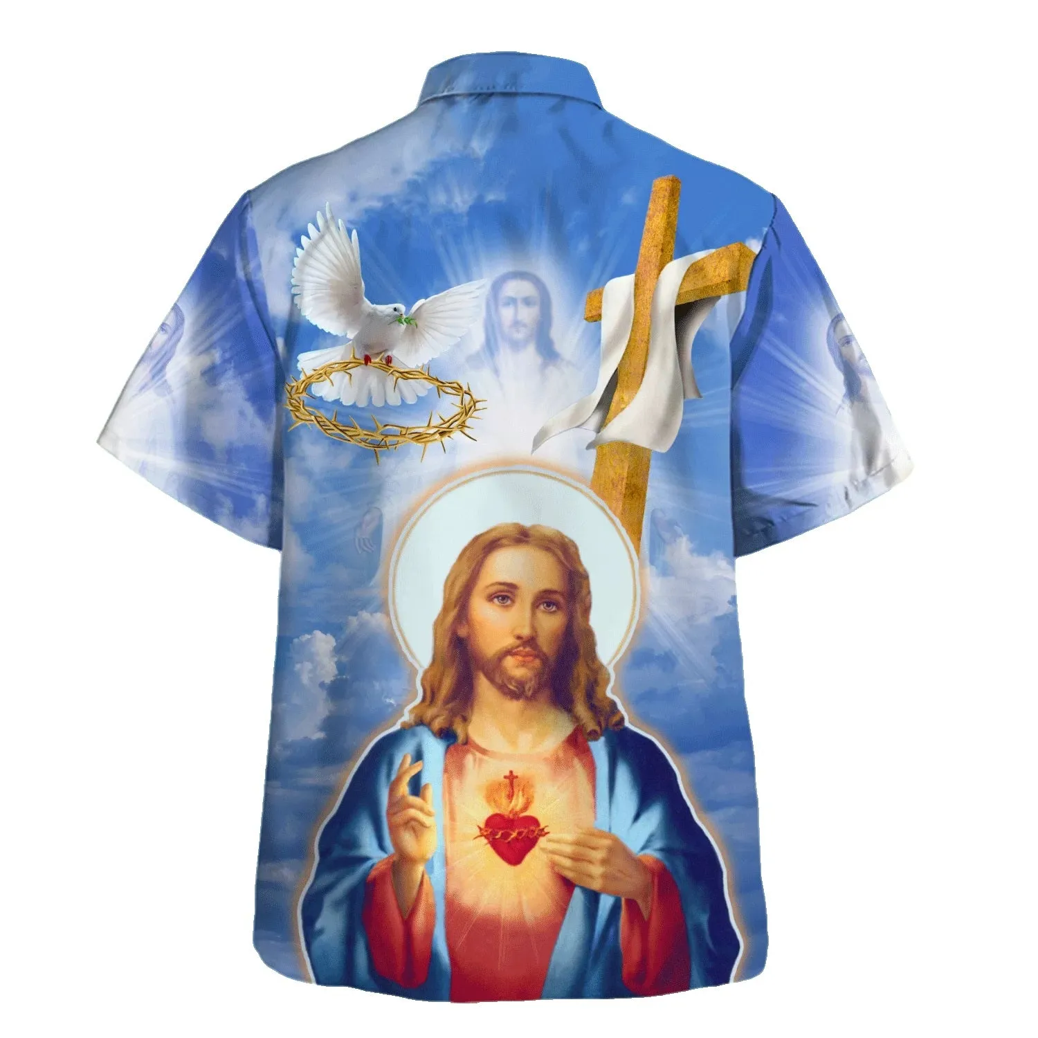 Jesus Christ Sacred Heart Pigeon Hawaiian Shirts For Men And Women - Christian Hawaiian Shirt - Hawaiian Summer Shirts