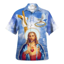 Jesus Christ Sacred Heart Pigeon Hawaiian Shirts For Men And Women - Christian Hawaiian Shirt - Hawaiian Summer Shirts