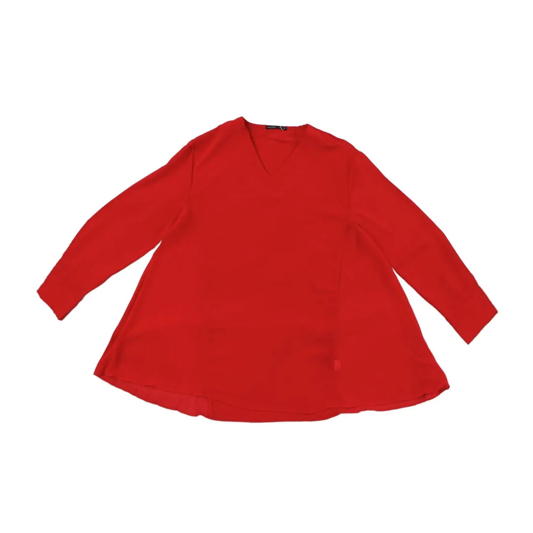 Ladies red silk top