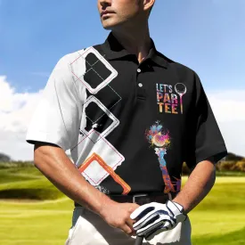 Let'S Par Tee Colorful Lady Liberty Patriotic Golfer Polo Shirt, Black And White Argyle Pattern Golf Shirt For Men Coolspod