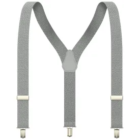 Light Grey Slim Suspenders for Men & Women Boys & Girls Y-back Shape 1 inch wide