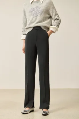 LILY Fleece-Lined High-Waist Black Straight Pants