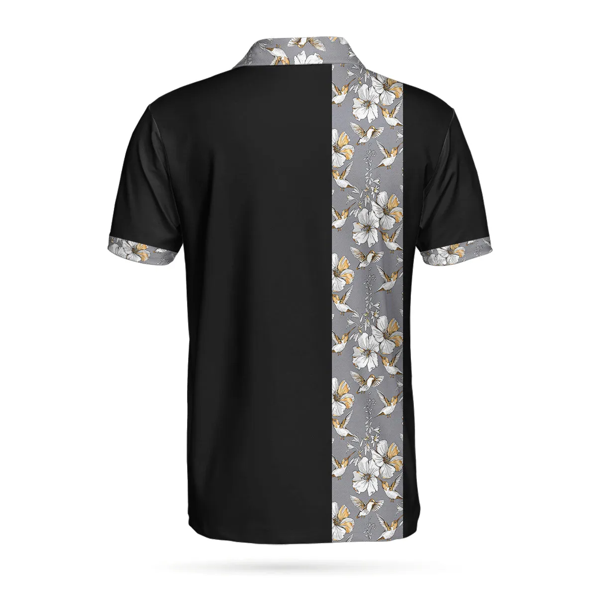 Luxury Golden Skull Black Golf Polo Shirt, Ash Floral Pattern Polo Shirt, Best Golf Shirt For Men Coolspod