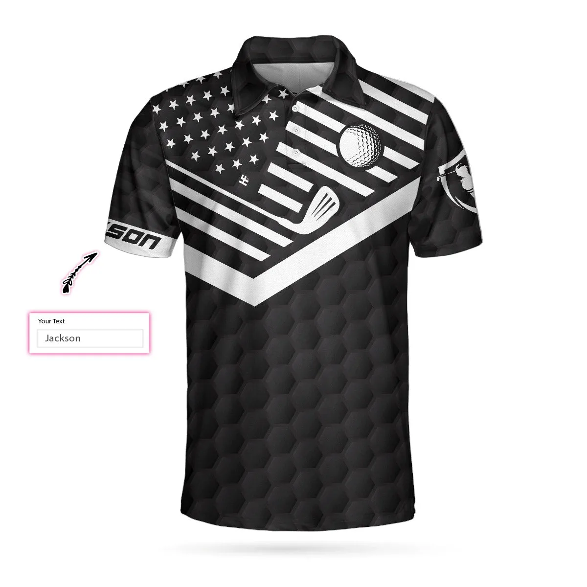 Make America Golf Again Custom Polo Shirt, Personalized Black American Flag Golf Shirt For Men Coolspod