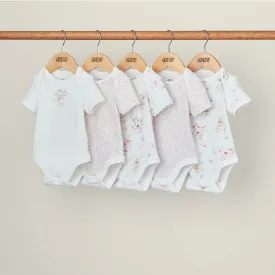 Mamas and Papas Flower Short Sleeve Bodysuits - 5 Pack