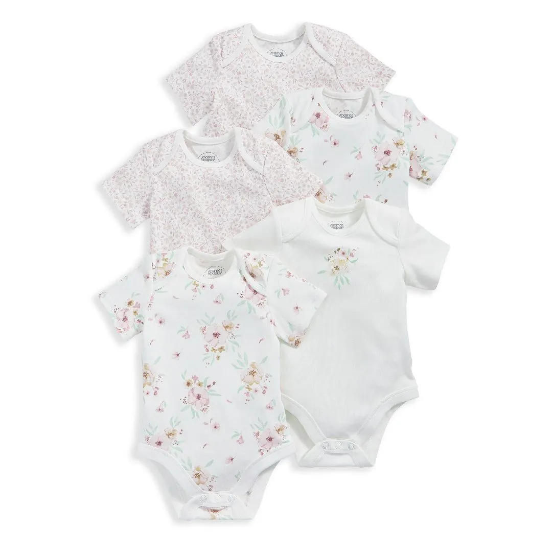 Mamas and Papas Flower Short Sleeve Bodysuits - 5 Pack