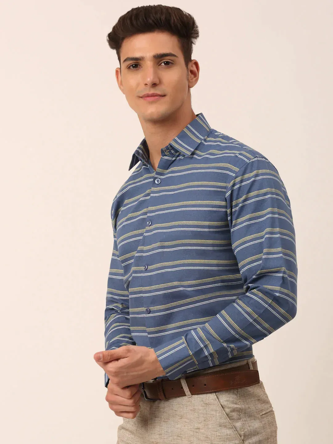 Men'S  Cotton Striped Formal Shirts