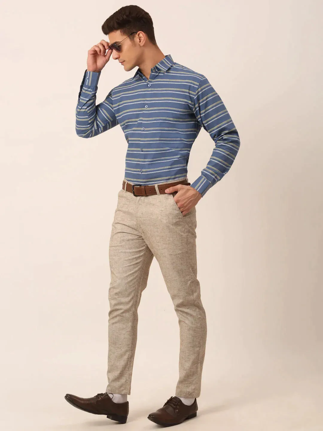 Men'S  Cotton Striped Formal Shirts