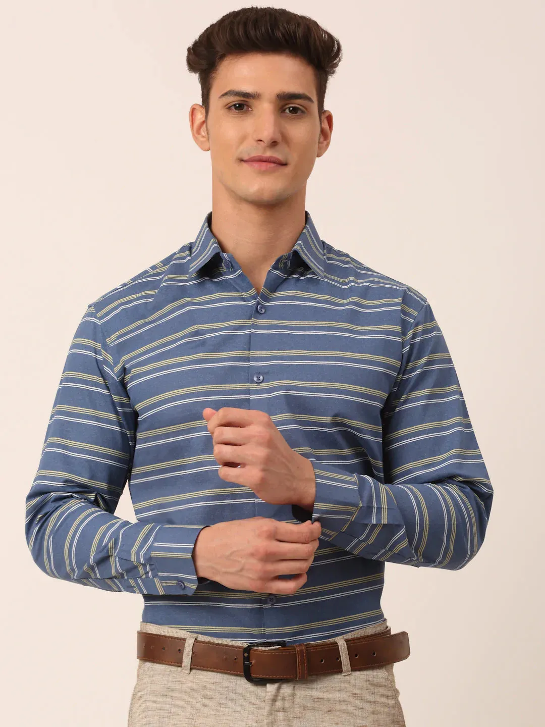 Men'S  Cotton Striped Formal Shirts