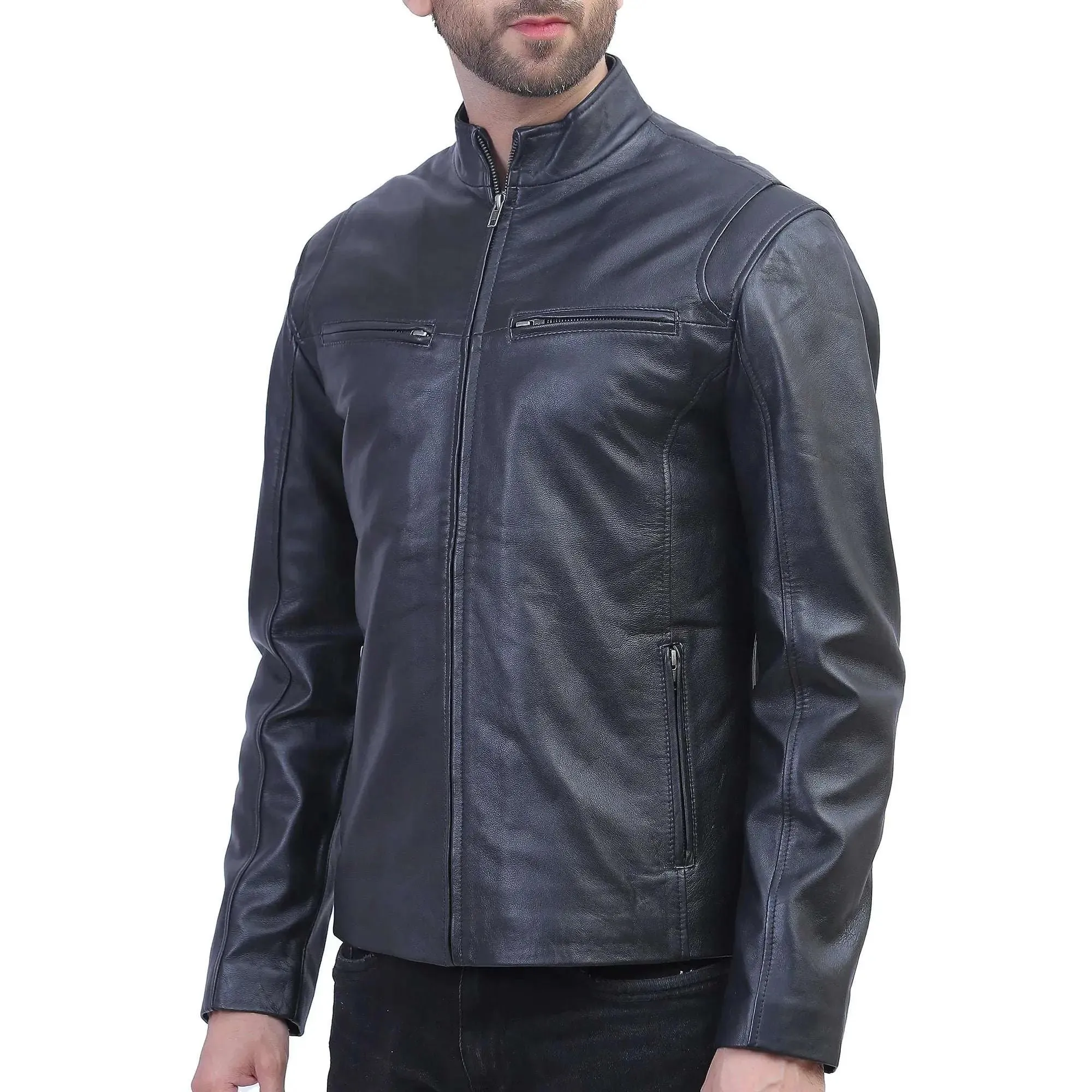 Mens Ionic Black Leather Jacket