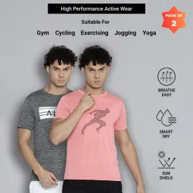 Men’s Max Performance Dry Fit T-shirt (Peach & Charcoal - Pack of 2)