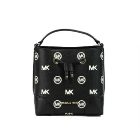 Michael Kors Mercer Black Embossed Bucket Crossbody Bag