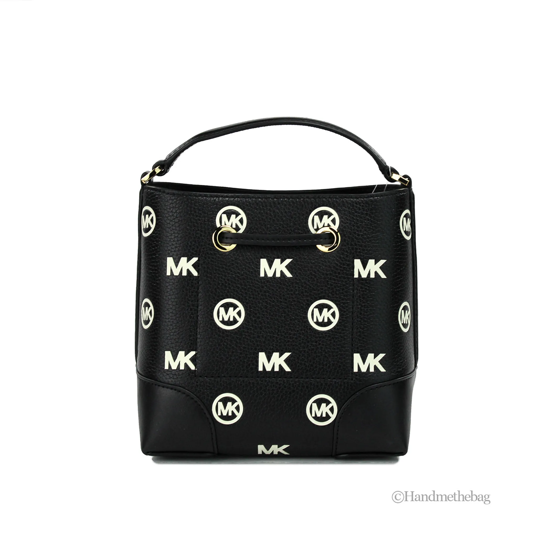 Michael Kors Mercer Black Embossed Bucket Crossbody Bag