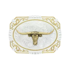 Montana Men's Two-tone Cowboy Cameo Buckle with Longhorn