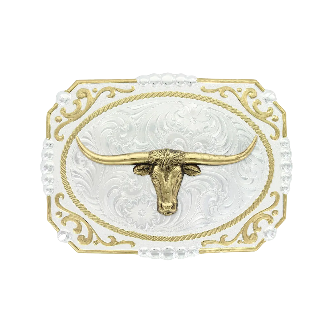 Montana Men's Two-tone Cowboy Cameo Buckle with Longhorn