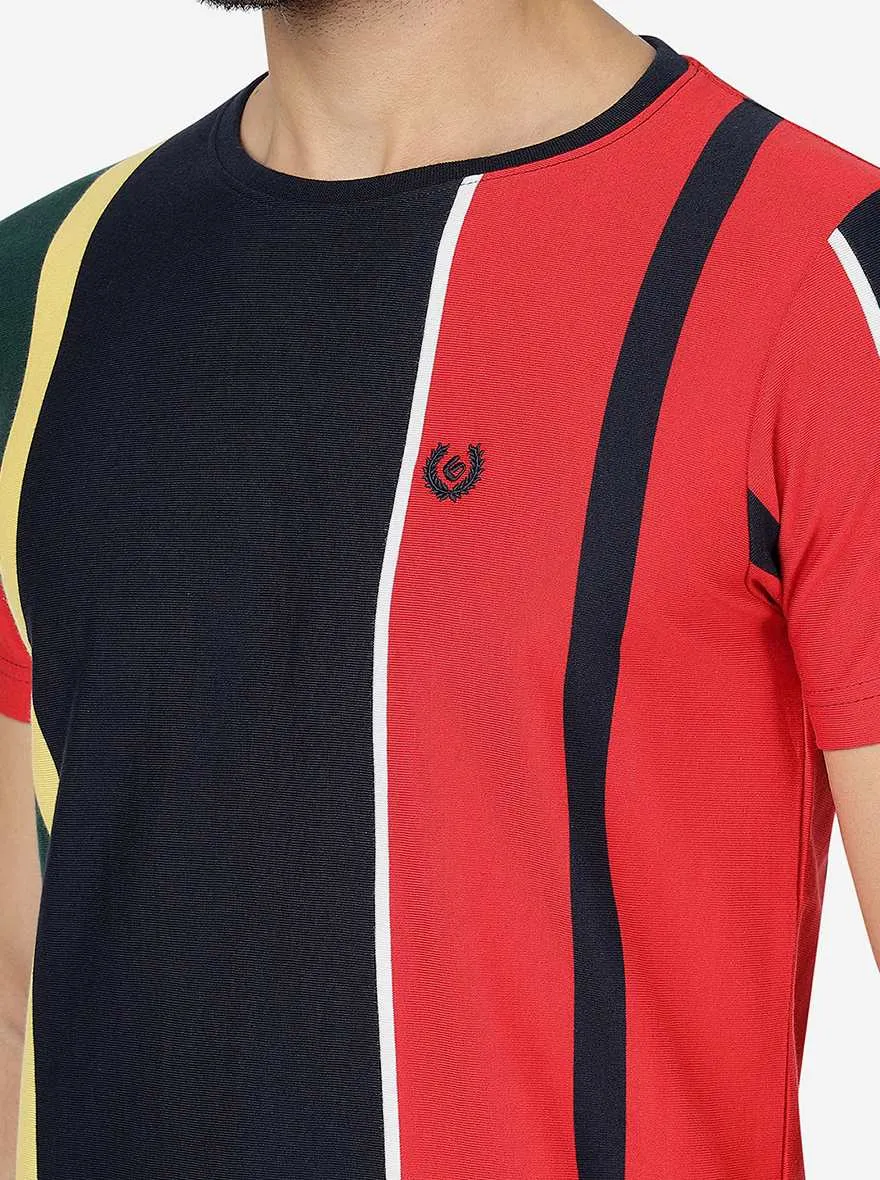 Multicolor Striped Slim Fit T-Shirt | Greenfibre