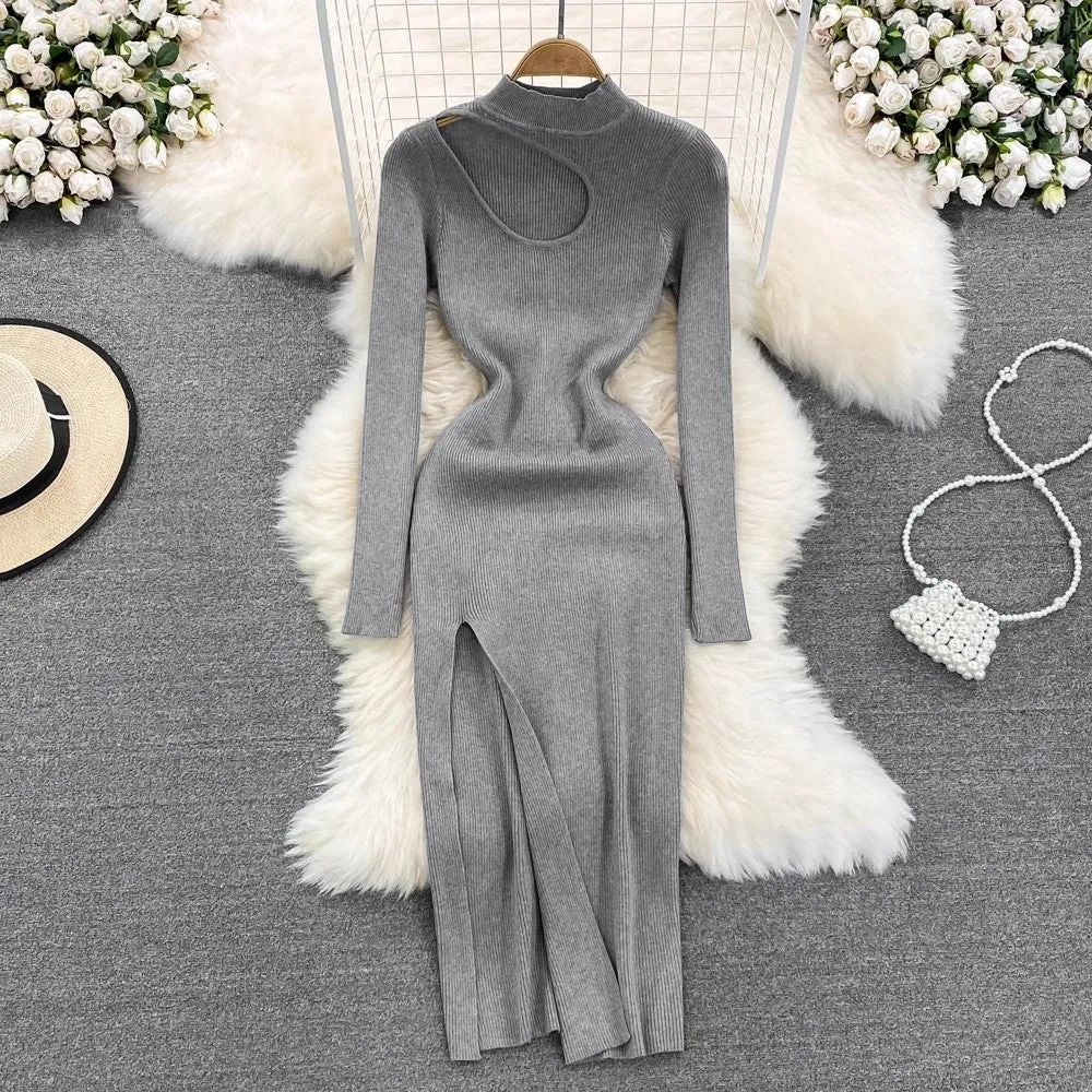 new sexy long-sleeved knitted dress for women    S4078